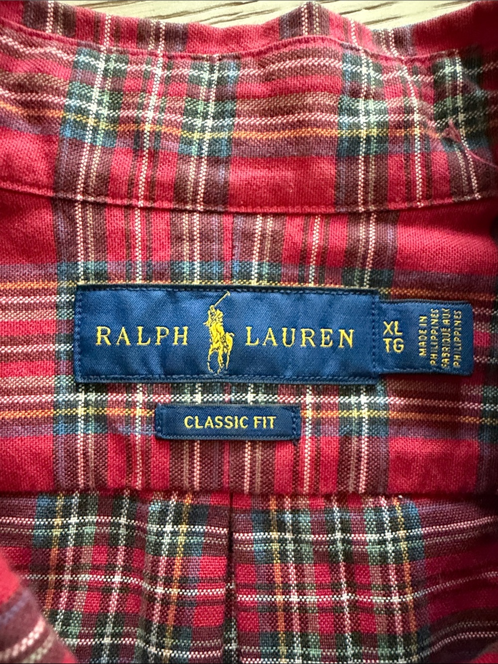 Ralph Lauren Red Plaid Classic Fit Long‎ Sleeve Button Down Shirt Mens XL Preppy